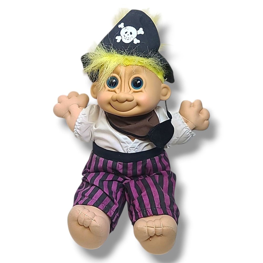 Vintage '90s Russ Pirate Troll Doll Yellow Hair 12"